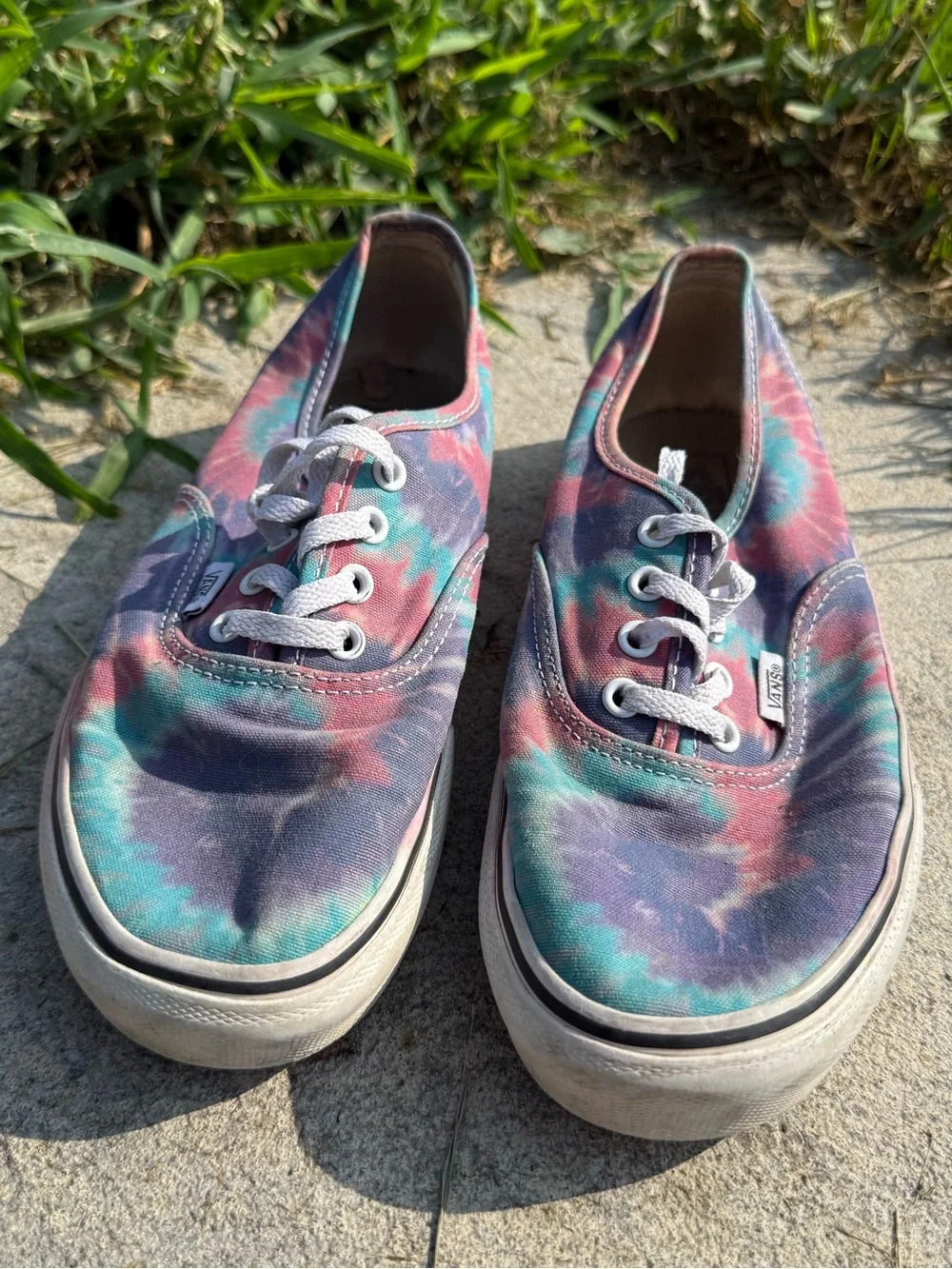 Nice purple blue pink Tie Dye canvas sneaker shoes Vans kids girls size 3.5